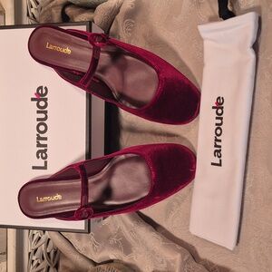 Larroude Blaire Mule Velvet Wine size 10 NIB